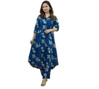 Aashita Creations Women's Rayon A-Line Ankle Length Dress Dark Blue-3X Large