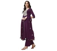 Aashita Creations Women's Silk Embroidered Thread Work Chinon A-Line Kurta Pant With Dupatta_267