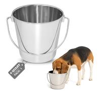 AASPIRE PETS 4 quart Heavy Duty Stainless Steel Round Bucket with Handle | 1 gal Durable Food & Water Bowl for Birds Dogs Cats Goat & Livestock | Fits kennel Crate Cage Farm | Hanging Utility Pet Pail