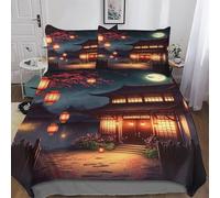 AASWDDS Chinese Lantern Duvet Cover Set 3 Pcs Soft Quilt Cover Microfiber Bedding Set with Pillowcase for Kids Adult Comforter Cover King(220x240cm)