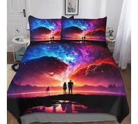 AASWDDS Couple Galaxy Landscape Comforter Cover Set Microfibre Bedding Set Duvet Cover with Pillowcases Soft Quilt Cover 3 Pcs For Boys Girls King(220x240cm)