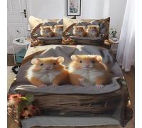 AASWDDS Cute Hamster 3D Duvet Cover Bedding Set for Boys Girls Adults 2 Pieces Quilt Cover with Pillowcase Easy Care Soft Comforter Cover Single(135x200cm)