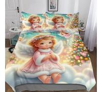 AASWDDS Cute Little Angel 3D Duvet Cover Microfiber Bedding Set Quilt Covers with Pillowcases Soft Comforter Cover For Boys Girls King(220x240cm)