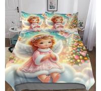 AASWDDS Cute Little Angel Bedding Set Duvet Cover Soft Quilt Cover for Kids, Girls, Boys And Teens 3 Pieces with Pillowcase Cosy Bed Linen Double (200x200cm)