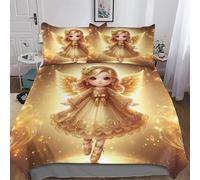AASWDDS Cute Little Angel Duvet Cover Set Kids Bed Cover Adults Bedroom Quilt Cover 3 Pcs, 3D Printing Bedding, Soft Microfiber Bed Set King(220x240cm)