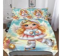 AASWDDS Cute Little Angel Microfiber Duvet Cover Set 2 PCs Polyester Quilt Cover Bedding Set With Pillow For Boys Girls Comforter Cover Single(135x200cm)