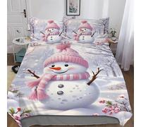 AASWDDS Cute Snowman Duvet Cover Set 2 PCs with Pillowcases Soft Microfiber Quilt Cover Bedding Sets for Kids Adult Comforter Cover Single(135x200cm)