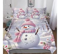 AASWDDS Cute Snowman Quilt Cover Super-Soft Bedding Set Comfortable Printed Duvet Cover Sets with Pillowcases for Adults Kids Double (200x200cm)