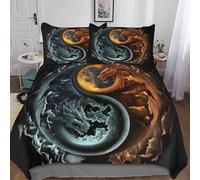 AASWDDS Dragon Duvet Cover Bedding Set Soft Microfiber Quilt Covers 3 PCs with Pillowcase For Boys, Girls Comforter Cover Double (200x200cm)