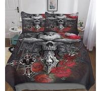 AASWDDS Gothic, Cross Bedding Set Duvet Cover with Pillowcase Soft Microfiber 3D Quilt Cover 3 Pieces For Boys, Girls And Teenagers Double (200x200cm)