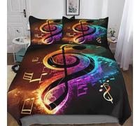 AASWDDS Live Music Neon 3D Duvet Cover Bedding Set with Pillowcases Soft Quilt Cover 3 Pcs for Kids Adult Microfiber Comforter Cover King(220x240cm)