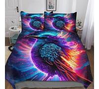 AASWDDS Magic Crow Bedding Sets with Pillowcase Soft Duvet Cover Microfiber 3Pcs Set Quilt Cover for Kids Youth Adult Comforter Cover Double (200x200cm)