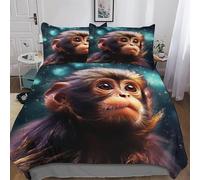 AASWDDS Monkey Duvet Cover Set 3 Pieces, Bedding Comforter Cover with Pillowcases Soft Microfiber Quilt Cover for Boys Girls Kids King(220x240cm)