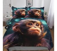 AASWDDS Monkey Duvet Cover Set with Pillowcase Soft Microfiber Bedding Set Comforter Cover for Adults Kids 3Pcs Quilt Covers Double (200x200cm)