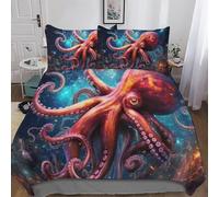 AASWDDS Octopus Bedding Set 3D Print Duvet Cover for Teens Boys And Girls Quilt Cover Soft Microfiber Comforter Cover 2 Piece Single(135x200cm)