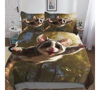 AASWDDS Sugar Glider 3D Duvet Cover Bedding Set for Boys Girls Adults 2 Pieces Quilt Cover with Pillowcase Easy Care Soft Comforter Cover Single(135x200cm)