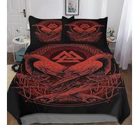 AASWDDS Viking Myth Comforter Cover Set Microfibre Bedding Set Duvet Cover with Pillowcases Soft Quilt Cover 2 PCs For Boys Girls Single(135x200cm)