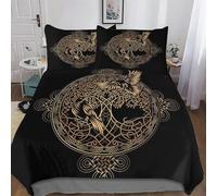 AASWDDS Viking Myth Duvet Cover Set 3 Pcs with Pillowcases Soft Microfiber Quilt Cover Bedding Sets for Kids Adult Comforter Cover Double (200x200cm)