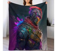 AASWDFR Armor Warrior Throw Blanket Flannel Blankets Soft Warm Printed Throws for Bed, Couch And Sofa for Kids Teen Young Boys Girls, 130×180cm