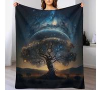 AASWDFR Cosmic Tree of Life 3D Blankets Super Soft Cosy & Warm Blanket for Sofa Or Bed Flannel Machine Washable Comfortable & Stylish 130×180cm
