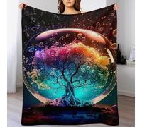 AASWDFR Cosmic Tree of Life Super Soft Throw Blanket Throw for Sofa Couch Bed Flannel Machine Washable Nap Blankets Bed Spread 100×130cm