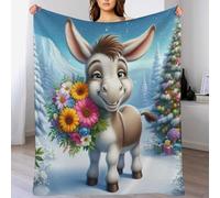 AASWDFR Cute Donkey Plush Bed Blanket, Fleece Blankets for Kids Young Boys Girls, Anti Pilling Throw Bedroom Sofa Couch Throws 140×180cm