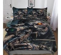 AASWDFR Dead Army Zombie Soldier Duvet Cover Set Microfiber Bedding Set Quilt Cover 2 Pieces with Pillowcases For Boys Girls Comforter Cover Single(135x200cm)