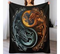 AASWDFR Dragon Throw Blanket, Super Warm, Flannel, Elegant, Fluffy Decoration Blankets for Sofa, Armchair, Couch And Bed, 130×180cm