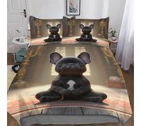 AASWDFR French Bulldog Duvet Cover Set, Bedding Linen Set, Soft Comforter Cover 2 Pieces, Quilt Cover with Pillowcase for Kids Adult Single(135x200cm)