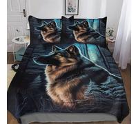 AASWDFR German Shepherd Quilt Cover Cosy Soft Duvet Cover Microfiber Comforter Cover Bedding 3 Pcs Set with Pillow Case for Kids Adult Double (200x200cm)