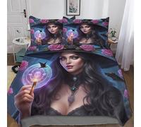 AASWDFR Halloween Witch 3D Duvet Cover Microfiber Bedding Set Quilt Covers with Pillowcases Soft Comforter Cover For Boys Girls King(220x240cm)