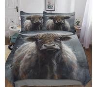 AASWDFR Highland Cow Bedding Set Duvet Cover 3 PCS With Pillowcases Soft Microfiber Quilt Cover Suitable for Children Teens Adults King(220x240cm)