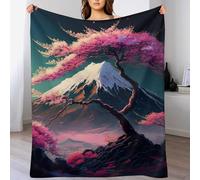 AASWDFR Japanese Cherry Blossoms Flannel Throw Blanket, Soft Warm, Lightweight Plush Blankets for Bed Sofa Couch Travel Nap 150×200cm