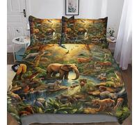 AASWDFR Jungle Animals Duvet Cover Set with Pillowcase Soft Microfiber Bedding Set Comforter Cover for Adults Kids 2PCs Quilt Covers Single(135x200cm)
