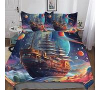 AASWDFR Pirate Ship Duvet Cover 3D Bedding Set Soft Microfiber Comforter Cover Quilt Cover with Pillowcase for Kids Adult 2 Pieces Single(135x200cm)