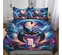 AASWDFR Scorpion Comforter Cover Set Microfibre Bedding Set Duvet Cover with Pillowcases Soft Quilt Cover 3 Pcs For Boys Girls King(220x240cm)