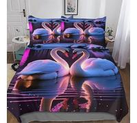 AASWDFR Swan Bedding Set Duvet Cover Set Comforter Cover 3 Pieces For Kids Teens Microfiber Soft Poly Quilt Cover King(220x240cm)
