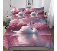 AASWDFR Swan Duvet Cover Set 3 Pcs with Pillowcases Soft Microfiber Quilt Cover Bedding Sets for Kids Adult Comforter Cover King(220x240cm)