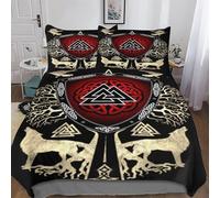 AASWDFR Viking Myth 3D Printed Duvet Cover Sets 3 Piece Set Super Soft Quilt Cover with Pillowcase For Boys, Girls And Teenagers Double (200x200cm)