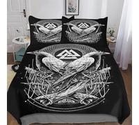 AASWDFR Viking Myth Bedding Set Duvet Cover Soft Quilt Cover for Kids, Girls, Boys And Teens 3 Pieces with Pillowcase Cosy Bed Linen Double (200x200cm)