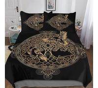 AASWDFR Viking Myth Comforter Cover Set Microfibre Bedding Set Duvet Cover with Pillowcases Soft Quilt Cover 2 PCs For Boys Girls Single(135x200cm)