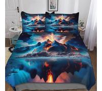 AASWDFR Volcano Quilt Cover Super-Soft Bedding Set Comfortable Printed Duvet Cover Sets with Pillowcases for Adults Kids Double (200x200cm)