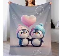 AASWSWW Cute Penguin Blanket Anti Pilling Throw Blankets Cozy Durable Throws for Office Couch Cinema Gifts Quality Washable (100×130cm)