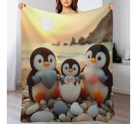 AASWSWW Cute Penguin Blanket Soft Flannel Soft Throw Gifts 3D Home Decoration For Bed Couch Sofa Chair Bed Blankets (130×180cm)