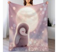 AASWSWW Cute Penguin Throw Blanket for Bedroom Living Room, Soft Comfortable Bedding Sofa Throws for Boys Girls, Flannel Blankets （100×130cm）