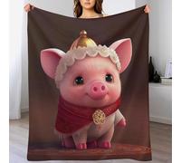 AASWSWW Cute Pig Ultra-Soft Micro Flannel Blanket Warm Throw Blankets Home Decor for Bed Sofa Travel Quality Washable (130×180cm)