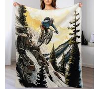 AASWSWW Mountain Bike Throw Blanket for Bedroom Living Room, Soft Comfortable Bedding Sofa Throws for Boys Girls, Flannel Blankets (100×130cm)