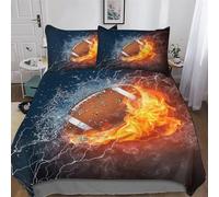 AASWSWW Rugby Bedding Set Soft 2PCs Breathable Quilt Cover with Pillowcase 3D Duvet Cover Set Comforter Cover For Boys Girls Single(135x200cm)