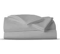 AATH COLLECTION Bed Sheet Set, 100% Egyptian Cotton, Easy Care & Super Soft 4 Pieces Bedding Set - Flat Sheet & Fitted Sheet with 2 Pillowcases (SILVER, King)