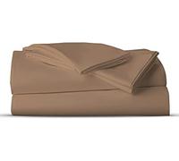 AATH COLLECTION Bed Sheet Set, 100% Egyptian Cotton, Easy Care & Super Soft 4 Pieces Bedding Set - Flat Sheet & Fitted Sheet with 2 Pillowcases (NATURAL, Double)